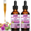 2 Kemasan Liquid Milk Thistle Drops - Liver Cleanse Detox & Repair - 1000mg Milk Thistle Suite for Liver Liver Liver Suplemen untuk Kesehatan Liver, Vegan, Non-GMO, 4 Fl Oz