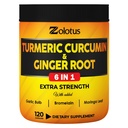 6 dalam 1 Turmeric Curcumin + Ginger Capsules, 95% Curcuminoid dengan Ginger, Bulb Bawang, Bromelain, Moringa, Black Pepper - 120 Kapsul