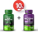 ORZAX Saw Palmetto 2000 mg 120 Vegatable Capsules dan Milk Thistle Plus with Dandelion 120 Vegatable Capsule, Bundle