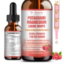 Potasium Magnesium Suplement Drops - Tabloid Potasium Tinggi dengan Magnesium, Kalsium, Vitamin D3 K2, Vegan, Non-GMO Potasio Dukung Krumps, Bone, Fl oz - 2 Fl oz