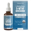Formulir Organik L Methylfolat 7.5 mg Plus Metil B12 Kofactor - Aktif 5-MTHF Formulir Superior Folate - Organik Berry Flavor, Liquid Sublingual Form - Mood, Cognition, Methylation (1oz)