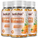 Turmeric Curcumin Gummies dengan Ginger & Black Pepper Herbal Suplemen -240 Count for Dewata dan Anak-anak, 2400mg - Tumeric Gummy Suplemen, Organik, Glatin- Gratis 3 Pack