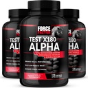 Force Factor Test X180 Alpha, Testosterone Booster for Men, Testosterone Suplement with L- Citrulline to Help Build Muscle and Power, Boost Nitric Oxide for Performance, 120 Count (Pack of 3)