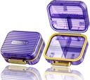 Acedada Kotak Pil Kecil, Travel Pill Organizer, Compact 7 - Compact Moistureprove Pill Case untuk Purse, Chic Daily Pil Container, Portable Medicine & Vitamin Holder for Fish Oil & Suplemen, Purple