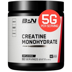 BAE PERFORMANCE NUTRITSI, BPN Pure Creatine Monohydrate Powder by Creapure, 5g of Creatine per Serving, Pasokan Pertumbuhan Otot, Bubuk Creatine Tanpa Rasa, 60 Servings