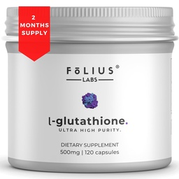 Suplemen Tinggi Ultra L- Glutathione 98% untuk Glowing Skin - Collagen Suplemen Perempuan dan Pria - 500mg Terkonsentrasi Formula, Mengurangi Glutathione Suplemen - 120 Kapsul
