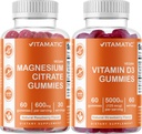 Vitamin Magnesium & Vitamin D3 Gummies Combo - 60 Vegan Count