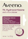 Aveeno Maximum Kekuatan 1% Hydrocortisone Anti- Itch Cream, Triple Oat, Aloe & Vitamin E untuk Itch Relief dari Eczema, Psoriasis, Insect Ivy, Oak & Sumac & Detergent, 1 oz