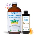 LiQUIDHEALTH Prenatal Baby Booster Pregnancy Vitamin Bundle - Vegan Women 's Prenatal / Postnatal Multivitamin dengan Sunactive & Ferrochel Iron, Flour, Whole Foods - Made in The USA, 100% Vegan (Bundle)
