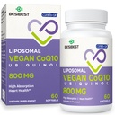 Lipomal Ubiquinol CoQ10 800 MG Softgel, Absorpsi Tinggi CoQ10 Ubiquinol Suplemen, Koenzim Q10 800mg, Antioksidant kuat untuk Fungsi Hati & Otak, Produksi Energi, 60 Vegan Softgeels