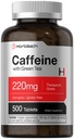 Horbäach Caffeine Pill 220mg with Green Tea 124; 500 Tablet 12.4; Vegetarian, Non- GMO & Gluten Free