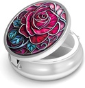 Pill Box-3 Kompartemen Kasus Pil Kecil untuk Purse & Pocket Mini Metal Pill Travel Container untuk menahan Suplemen Vitamin BPA- Free (Rose)