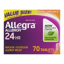 Allegra Dewasa 24- Hour Relief Tablet Allergy, Non- Drowsy Indoor dan Outdoor Allergy Medicine, 180 mg Fexenadine HCI Antihistamin Pill, 70- Count