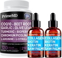 Liquid Collagen Biotin (2pk) dan Nitric Oxide (1pk) Suplemen Bundle - PowerVitamin untuk Rambut, Skin, Nails, Hati, Sirkulasi, dan Dukungan Lipid - Non-GMO, Vegan, Gluten- Bebas