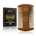BRV MEN Beard & Kumis, 100% Natural Green Sandalwood, Pocket Beard Comb with Carry Case, Wooden Beard Comb for Men For All Types and Styles of Hair & Beard