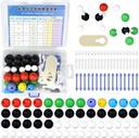 Model Molekul Organik 136pcs Molekular Model Molelar Molelar untuk Mahasiswa dan Guru Inorganik & Kimia Akademik Organik Pendidikan 59 Atom & 76 Ikatan Links & 1 Remover Link Atom
