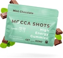 SGC Highest Concentration 100mg Caffeine per Gummy, 2 Gummies per Pack, 12-Pack Mocca Shots Mint Chocolate Plant- Based nootropic Instant Energy dengan Ginkgo Biloba, Theobromine.