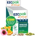 EZC Pak On The Go Immune System Booster dengan Echinacea, Vitamin C, Zinc, Suplemen Kebal, Vitamin Kebal untuk Dewasa, Traveler, Vegetarian, Gluten- Bebas - Paket 6