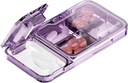 MURRI & MURRDI Pill Organizer dengan Pill Splits Pill Cutter, Pill Box Cutter untuk Pil Kecil atau Besar, Kasus Obat Kecil Vitamin Pembuangan Holder, Portable Pill Crusher untuk Purse Pocket (C Purple)