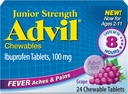 Advil Junior Kekuatan Dapat Disalurkan Reliever Pain and Fever Reducer, Ibuprofen Anak untuk Relief Sakit, Grape - 24 Tablet