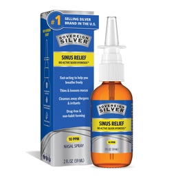 Sovereign Silver Nasal Spray - Colloidal Silver Nasal Spray, Bio Active Nose Mist for Sinus Contrable and Imune Dupport, Dewasa dan Anak-anak, 10 plum - 2 flf oz (59mL)