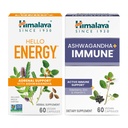 Himalaya Halo Energi dengan Ashwagandha untuk Dukungan Adrenal & Daily Energy dan & Ashwagandha + Ammune dengan Vitamin C untuk Dukungan Imune Aktif, 60 Capsules Masing-masing - Bundle