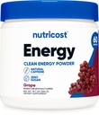Powder energi nutricost (Grape) (60 pelayan) - Pra Workout Suplemen dengan Flavors Natural - Non-GMO, Gluten- Bebas