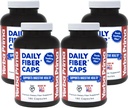 Yerba Prima Daily Fiber Caps - 180 Capsules, (Paket 4) - Soluble & Impolble Dietary Fiber Suplement - Colon Cleanse - Gut Health - Vegan, Non-GMO, Gluten- Free