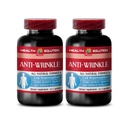 anti kerut kapsul untuk wajah - ANTI- WRINKLE KOMPLEX - mineral Skin, anti- penuaan suplemen, Vitamin E kolagen, serum anti kerutan, alfa lipoic acid, anti kerutan pil untuk perempuan, 2 Bot 120 Caps