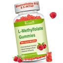 L- Methylfolat 15 mg Gummies dengan Metil B12, Pengaruh Floid untuk Mood, Kesehatan Otak, Dukungan Imune, Raspberry Flavor, 60 Count