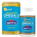 Quhol Advanced Omega 3 Krill and Fish Oil Complex, 10x Better Biovability, One Pil Dose, 250mg EPA & DHA, Supports Brain, Eye, Heart and Joint Health, 90 Count (Paket 1)