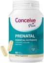Conceive Plus Prenatal Vitamin for Women Suplemen - Multivitamin With Folic Acid for Pregnancy Vegan, Chooline, Iron - Pre Natal Vitamin DHA, Non GMO - Materious Vitamin for Brain & Eye 60 Capsules