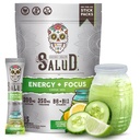 Salud 2-in- 1 Powder Energi + Focus, cumber Lime, Organic Caffeine, B6 + B12, Theanine, Clean Energy Drink, Agua Fresca Mix, Non-GMO, Gluten Free, Vegan, 1g Sugar, (15 Pelayan)