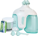 Electric Nasal Irrigation System with 50 Salt Packets, 2 Modes Nose Cleaner with Self Waste Complection Function for Sinus Relief Nose, Nasal Consultion, Itching Nose (Green)