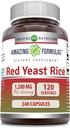 Amazing Formulas Red Yeast Rice 1200 mg Per Serving 240 Capsules Suplemen 126; Non-GMO 124; Gluten Free 124; Dibuat di USA