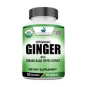 Tambahan Standar Amerika Ekstrak Jahe Organik dengan Ekstrak Black Pepper Organik, Vegan, Gluten Bebas, Non- GMO, 90 Kapsul, 90 Hamba