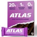 Atlas Bar - 20g Protein, 1g Sugar, 0g Minyak Benih, 0g Artificial Sweeteners (Dark Chocolate Almond, 12 Count)