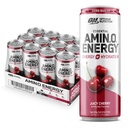 Optimum Nutrition Amino Energy Sparkling Hydration Drink, Electrolite, Caffeine, Acids Acids, BCAAs, Sugar Free, Juicy Cherry, 12 Fl Oz, 12 Paket (Packaging May Vary)