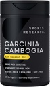 Sports Research Garcinia Cambogia Extract (60% HCA) dengan Ekstra Virgin Organic Coconut Oil 124; Non-GMO, Soy & Gluten Free (180 Liquid Softgels)