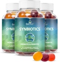 BeLive Syndones - Probiotic & Prebiotic Fiber Gummies - High Strength Inulin (3g), Dietary Fiber Supplement, Digetical Support for Children & Dewasa - Strawberry, Lemon, Blueberry Flavor 124- Pack