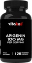 Apigenin 100mg per Serving - 120 Vegetable Capsules - Ekstrak Tanaman Raw dari Chamomile Flower - Non Habit Forming - Aktif Bioflavonoid & Antioksidants
