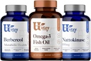 Utzy Compials Berbercol 124; 500mg Citrus Bergamot (sebagai Bergamonte) & Berberine, Nattokinase 124; 100mg + Omega 3 Minyak Ikan